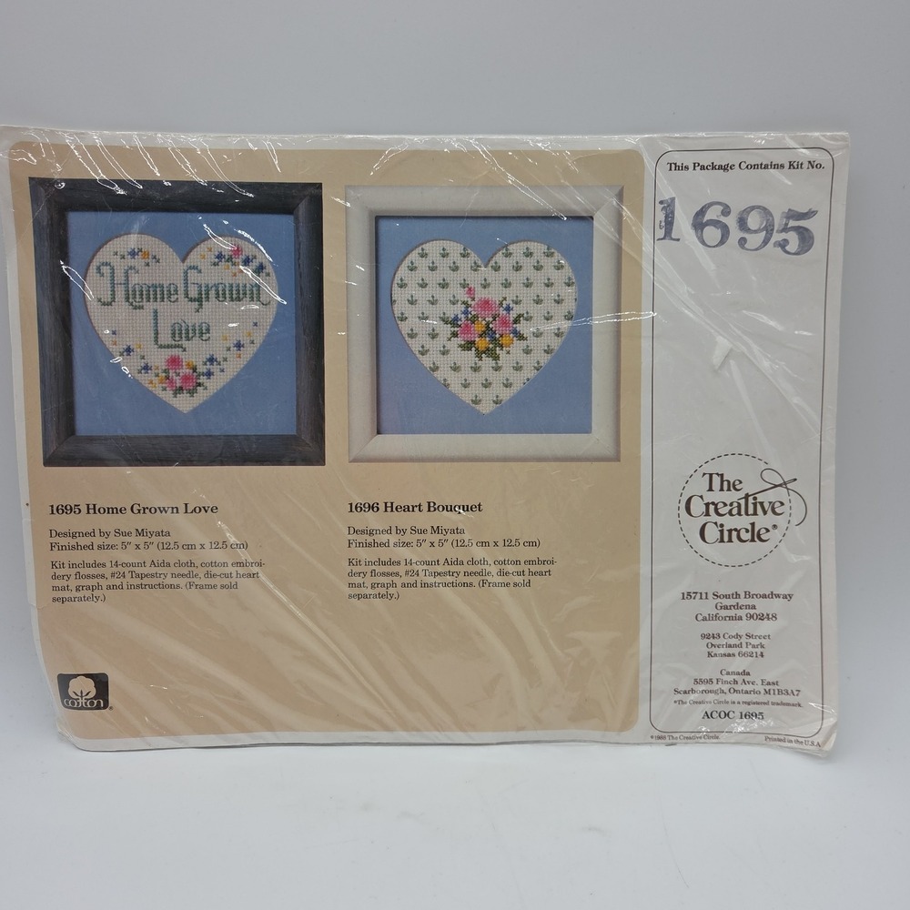 NEW Vintage 1988 The Creative Circle Kit 1695  Home Grown Love Cross Stitch Kit